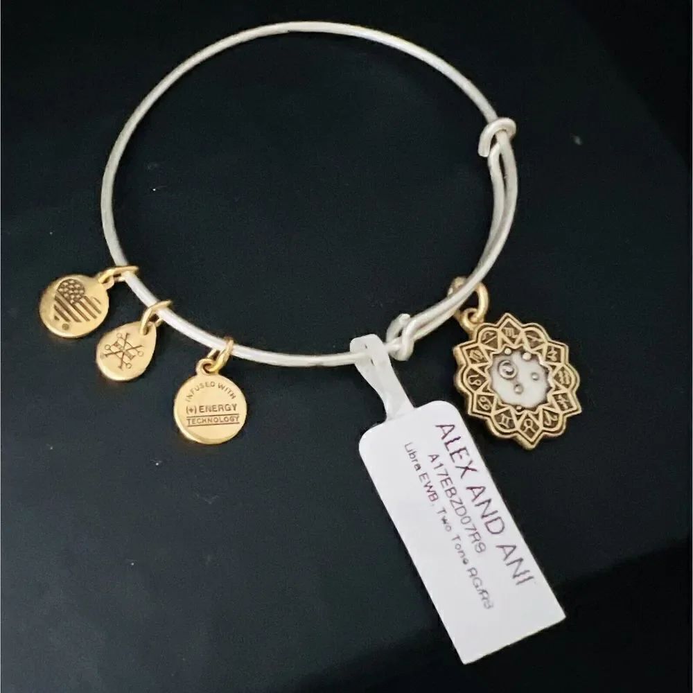NEW Alex and Ani Libra Zodiac Charm Two Tone Gold Silver Bracelet 2017